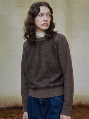 [Women] Wool Cotton Stripe Sweater (Choco brown)