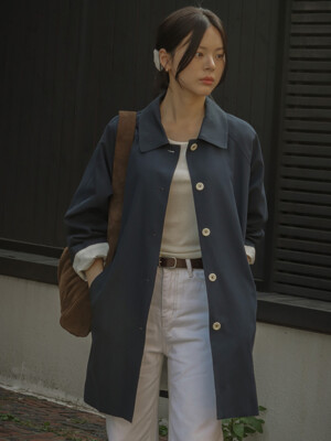 Stitch raglan trench coat_Navy