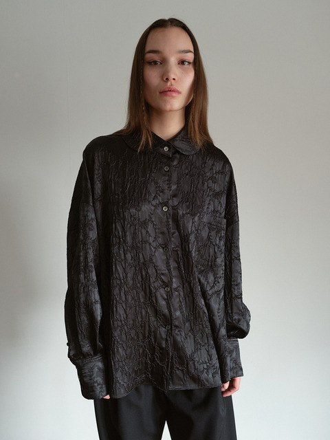 블라우스,셔츠 - 부리 (BOURIE) - Oversized Shirt_Black