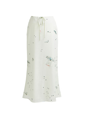 Magasin Skirt _ Ribbon White Printed Long Skirt