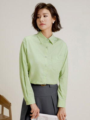 LS_Front button pocket shirt_LIGHT GREEN