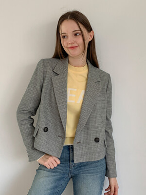 Small Checked Back Button Cropped Jacket