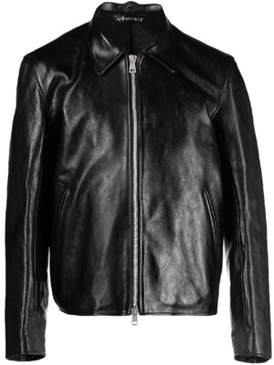 24SS 아워레가시  남성 미니 레더 집업 자켓 M4239MTD 000 BLACK Top Dyed Black Leather BPG