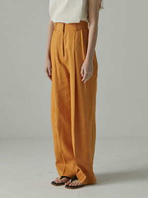 linen pintuck long slacks_ORANGE