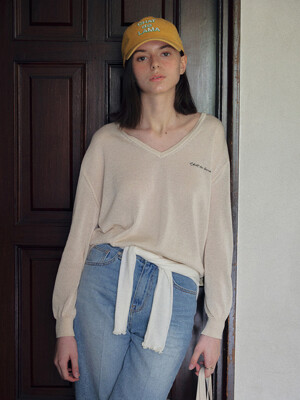 VISCOSE V-NECK KNIT [BUTTER]