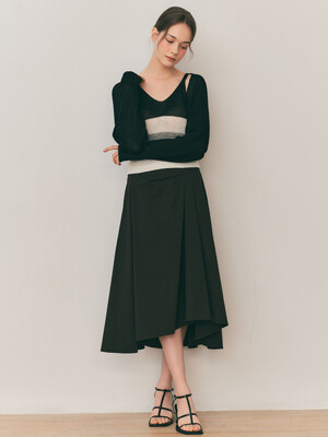 WD_Irregular pleated skirt_BLACK