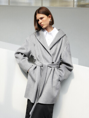 HANDMADE CASHMERE HOODED COAT [3COLORS]