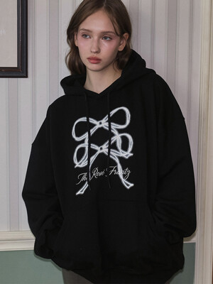 Overlap Ribbon Hoodie [Black]