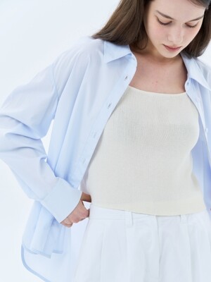 Pintuck Sleeve Cotton Blouse_3color