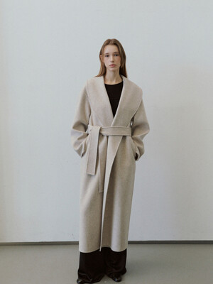 SHAWL COLLAR HANDMADE COAT _ OAT BEIGE