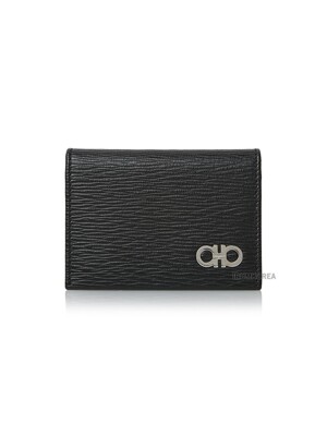[페라가모] FW24 남성 더블 간치니 장식 지갑 66 A062 NERO FJORD BLUE 0685949