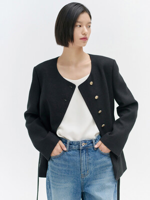 25SN feminine tweed jacket [BK]