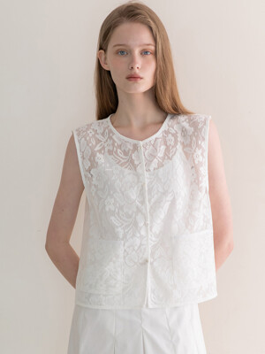 Lace vest _ White