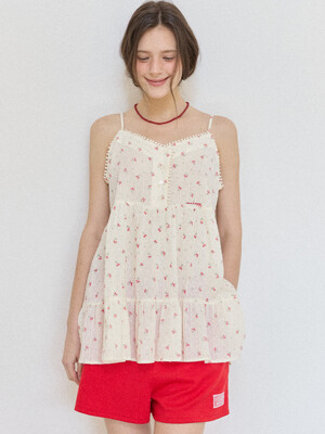 Camilla Button Sleeveless Blouse - Red