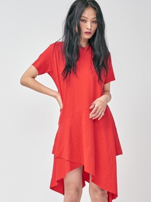 RED ASYMMETRY DRESS