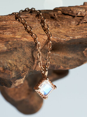 14k gold square moonstone nacklace FTN-02006