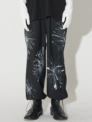 Flower Painted Banding Trousers(Italy wool)