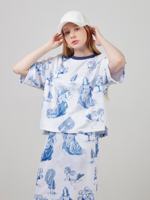 Women Printed T-shirt & Skirt Setup SESKA_01_BLUE