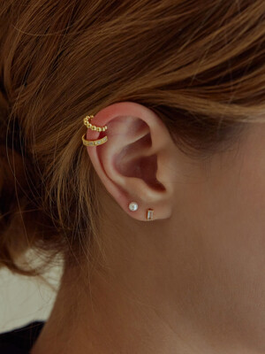 [4set] Pearl n Cubic Earcuff Earring (14k)