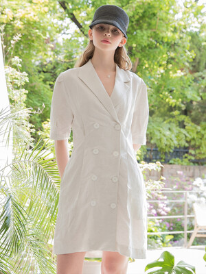 Linen Unblance Dress Ivory