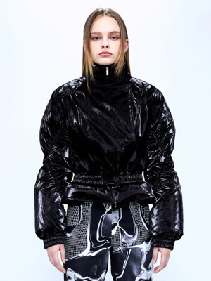 Double Layered Goose Down Jacket _ Glossy Black