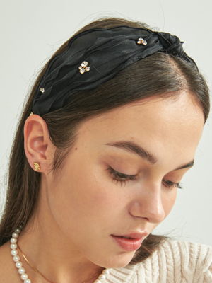 Fluffy Black Ribbon Head-Band Ia125 [Black]