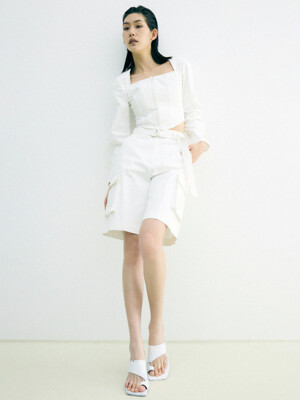 SQUARE NECK CORSET BLOUSE_WHITE