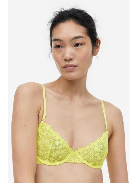 언더웨어 - 에이치엔엠 (H&M) - 노패드 언더와이어 레이스 브라 옐로 1076480007