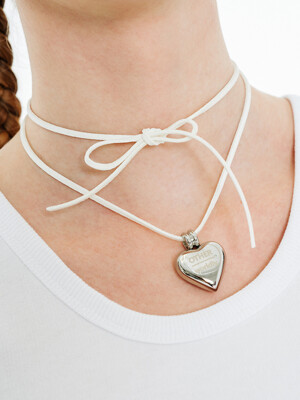 Heart Surgical Pendant Necklace [White Suede]