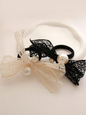 Lace Pearl Hair Tie H01014