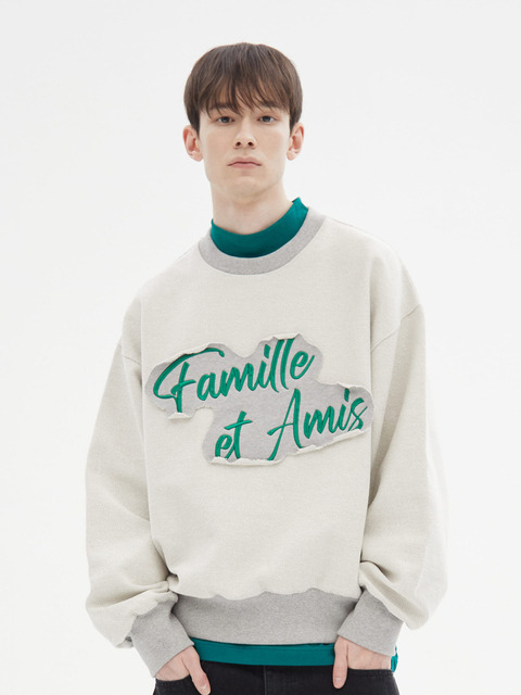 티셔츠,티셔츠 - 파밀레 (FAMILLE) - FAMILLE EMBROIDERY CUTTING PATCH SWEATSHIRT(GREEN)