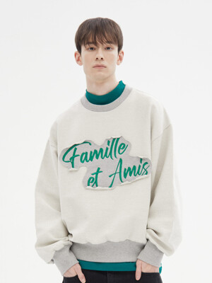 FAMILLE EMBROIDERY CUTTING PATCH SWEATSHIRT(GREEN)