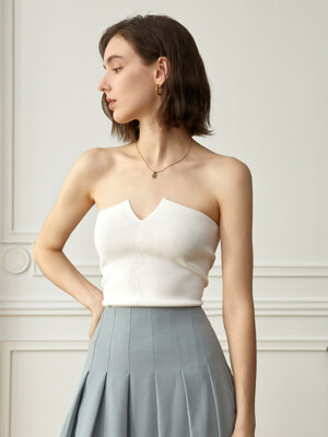 YY_French simple v-line tube top