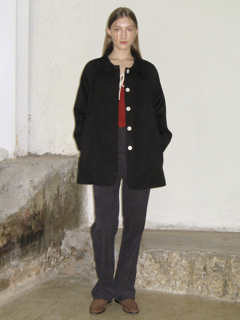 아우터 - 시눈 (SINOON) - VEGETABLE TRENCH JACKET (BLACK)