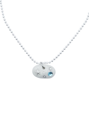 blue stone silver necklace-white
