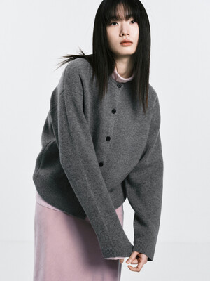 CASHMERE10 DOUBLE FACED CARDIGAN_GREY