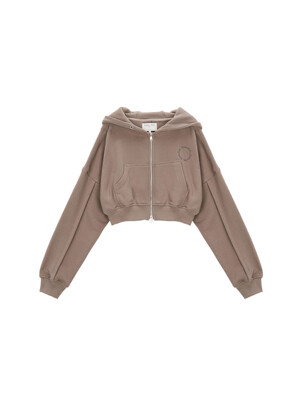 OBLIQUE POCKET HOODY ZIP UP IN KHAKI