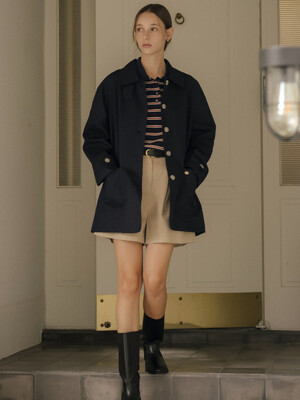 Hanover raglan half trench coat_Dark navy