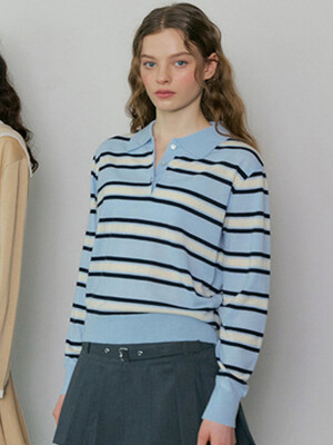 [wool 100] 173 preppy collar knit (baby blue)