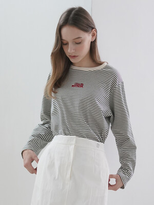 [ANNA] Classic long sleeve stripe t-shirts _2colors