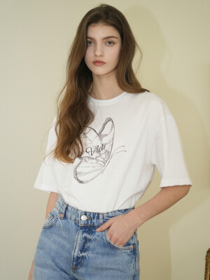 24SS Butterfly Art Work Printing T-shirt (White)