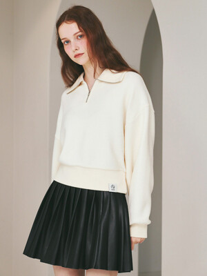leather pleats mini skirt- U1C32LSK010