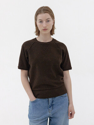 [Women] Nep Knit Half Sweatshirt (Brown)