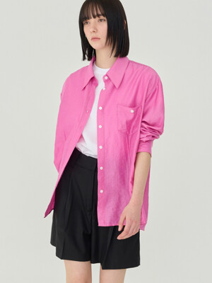 STRIPE OVER-FIT BUTTON SHIRT (PINK)