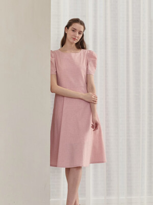 LILLY Linen A-Line Dress(Pink)