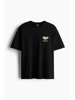 루즈핏 프린트 티셔츠 블랙/개구리 1034065113