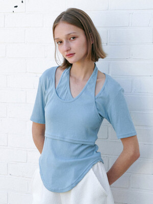 DOUBLE LAYERED TOP / SKY BLUE