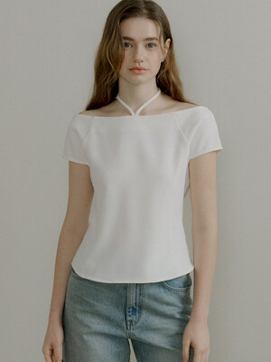 comos 1179 boat neck ribbon blouse (2color)