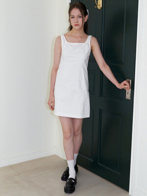 basic tension mini dress - off white