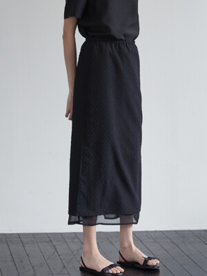 Two layers embo skirt - Black